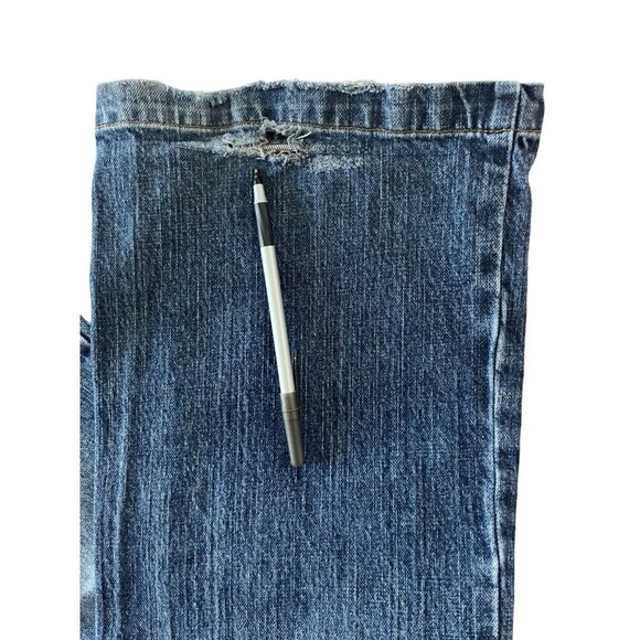 Columbia Jeans Womens 14 Blue Denim Boot Cut Leg Faded Distressed Torn - Picture 6 of 14